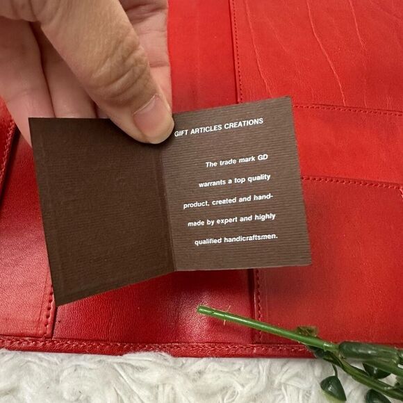 GIGLIODORO for Lane Crawford Italy Foldover Red Leather Clutch Binder‎ Vintage - Picture 9 of 12
